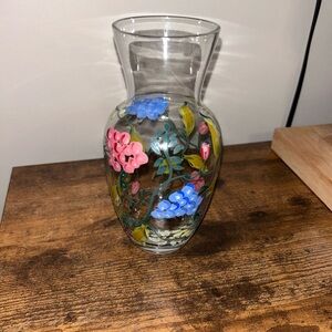 Floral Hand-Painted Glass Vase